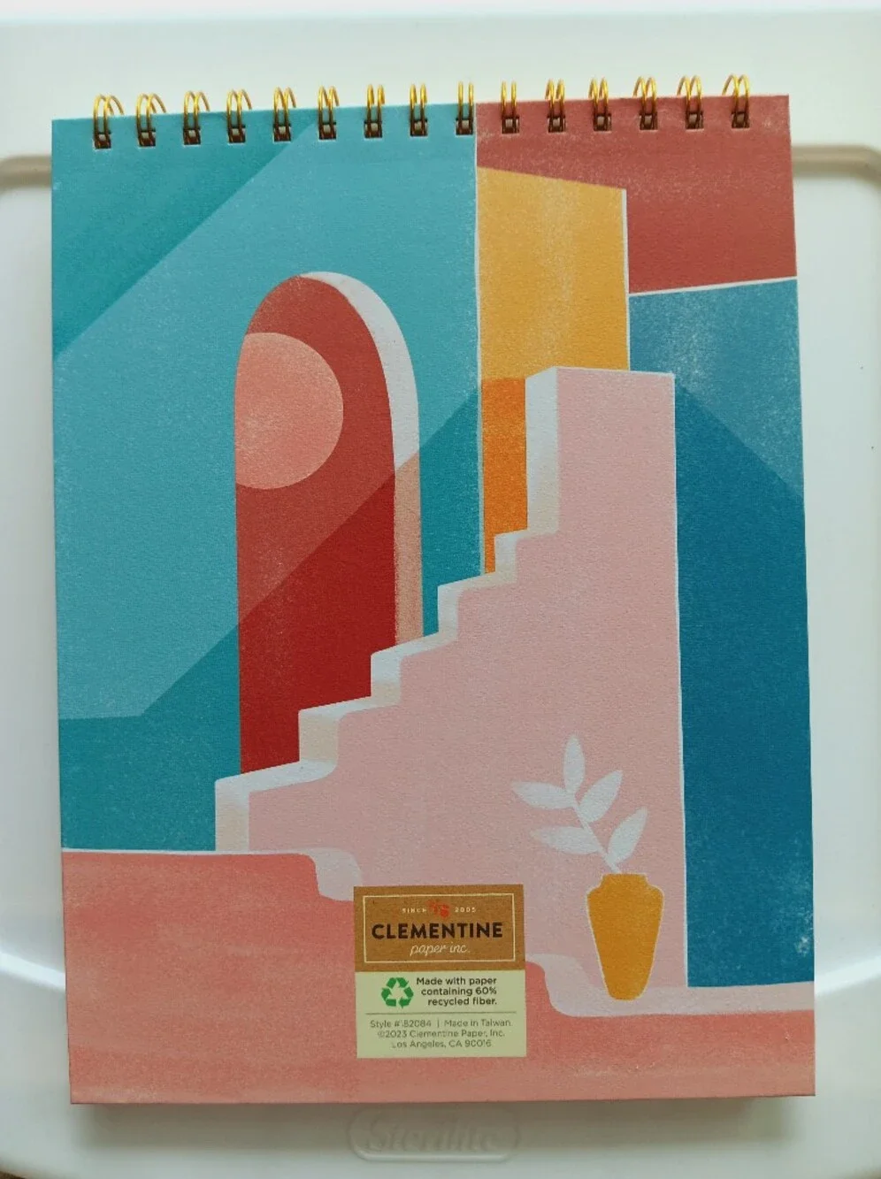 Clementine Spiral Bound Top Flip Hardcover Notebook Orange Pink Lined Pages